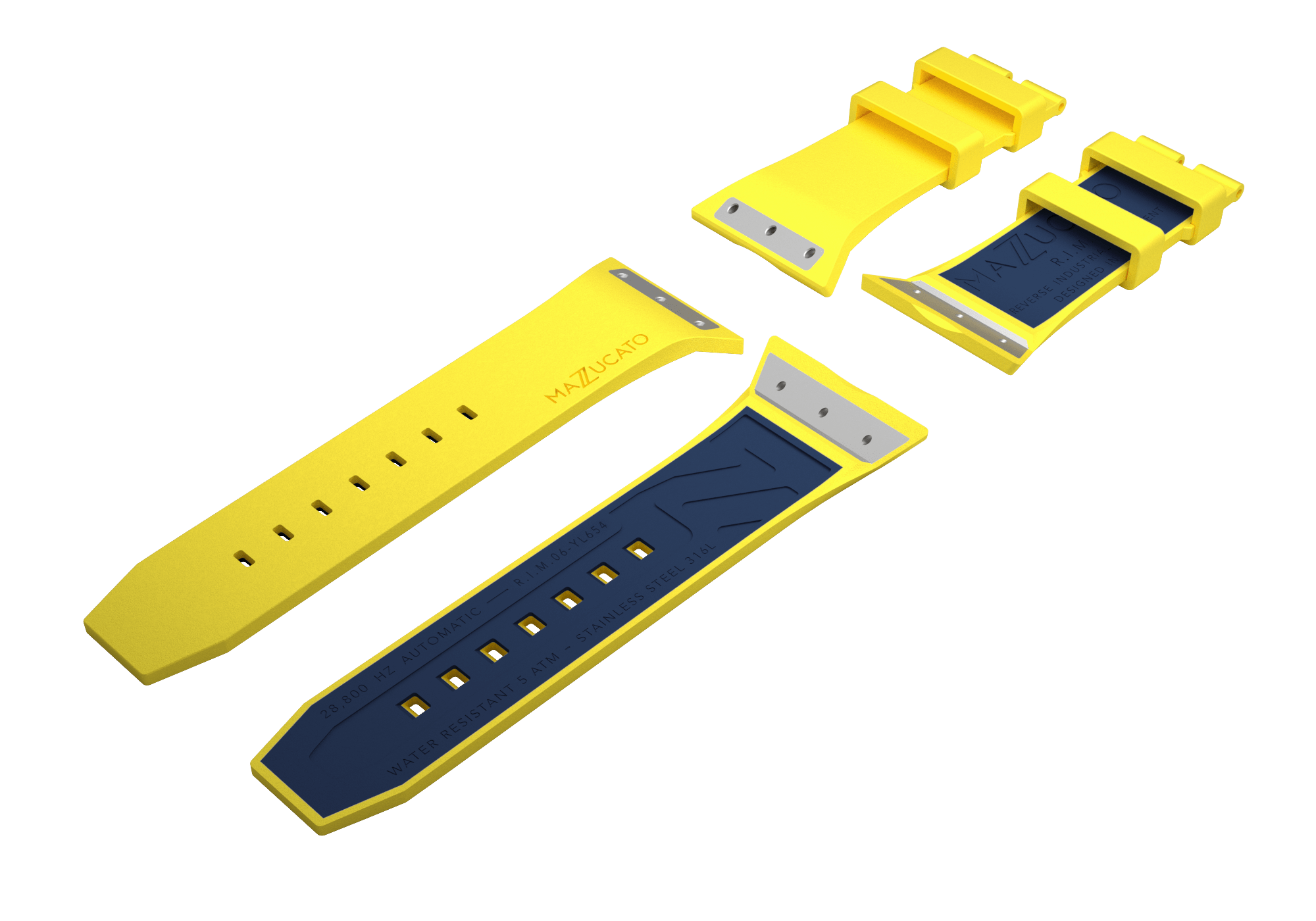 RIM06 Yellow Blue Rubber Watch Strap