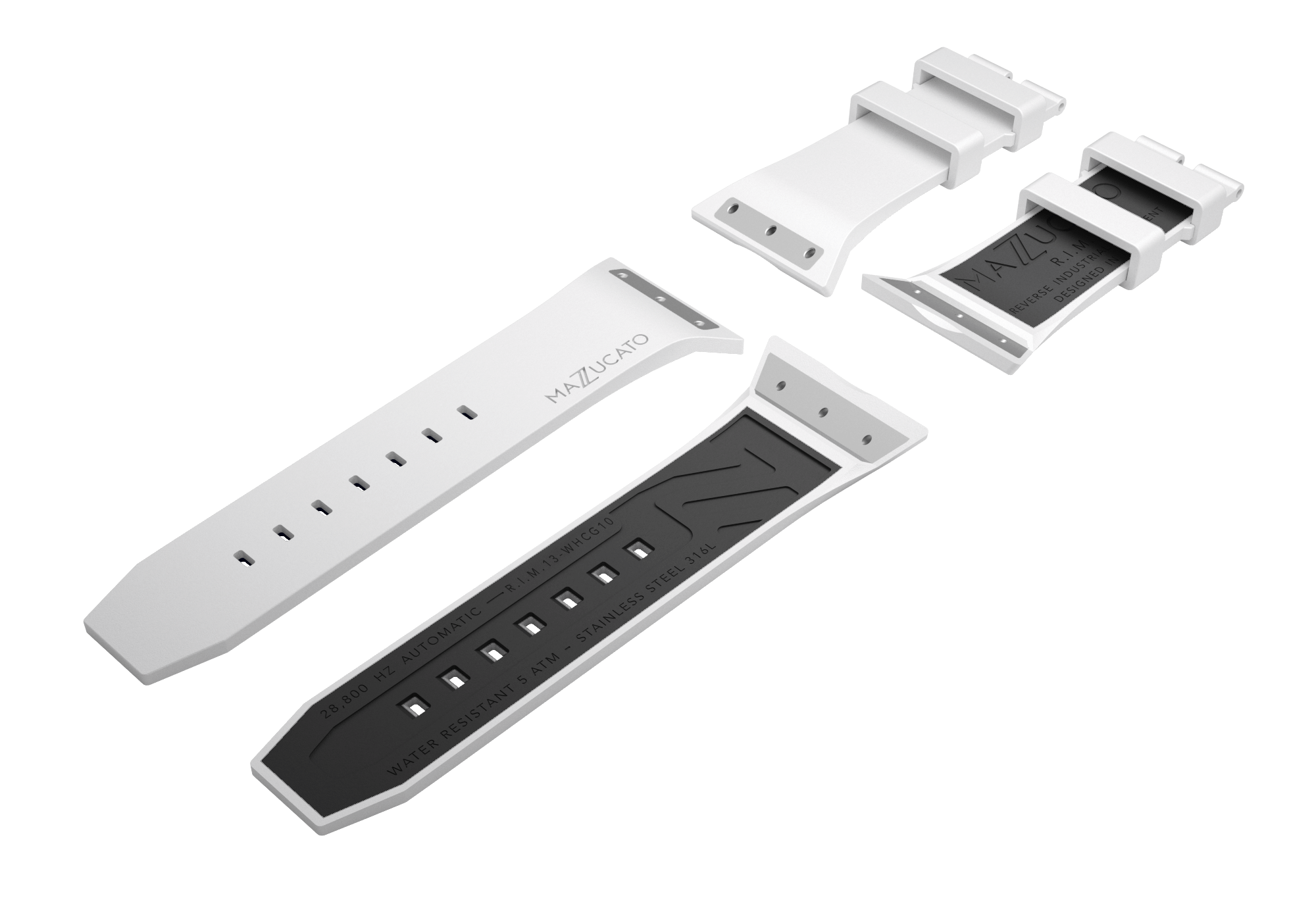 RIM13 White Black Rubber Watch Strap