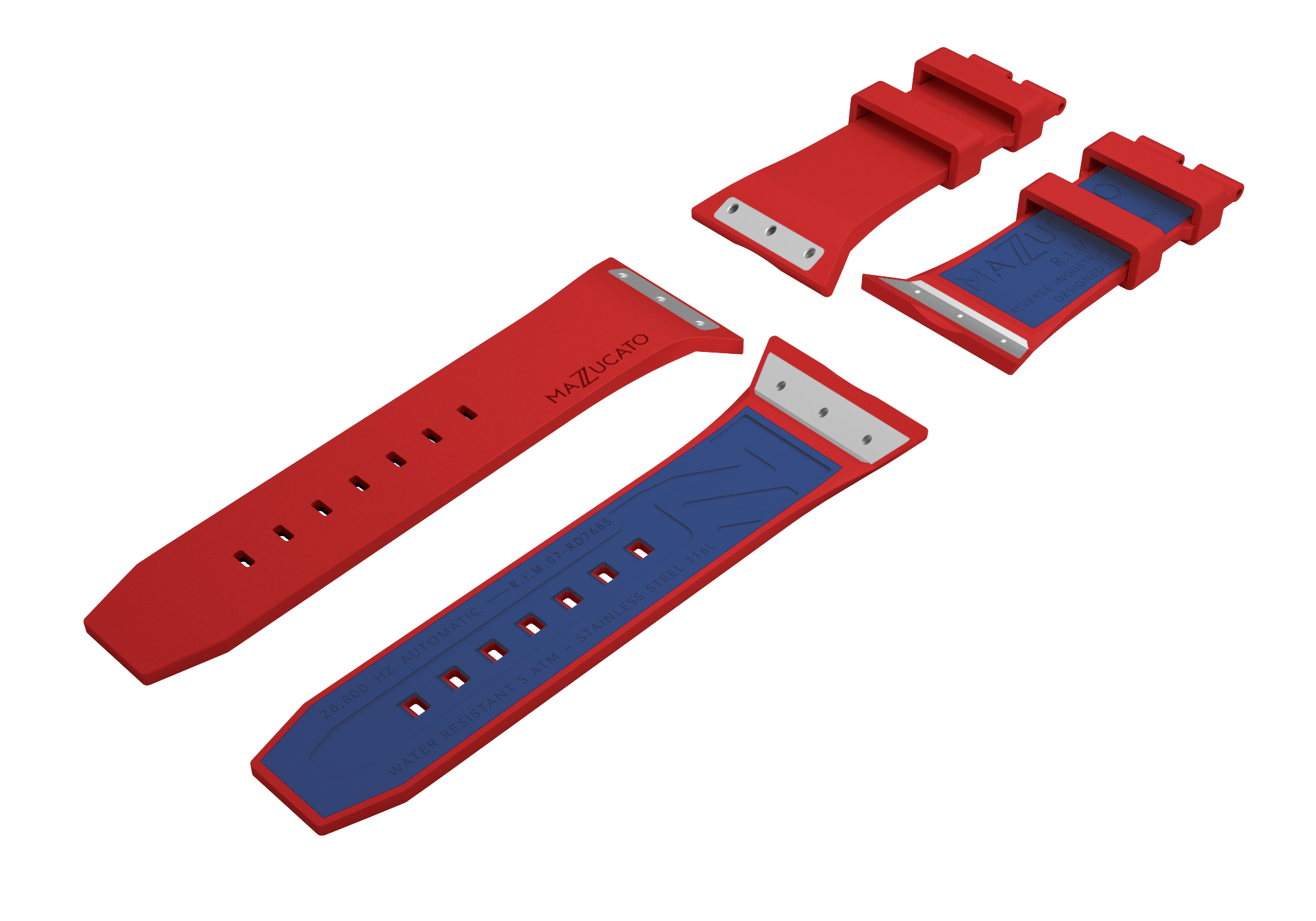 RIM07 Red Blue Rubber Watch Strap