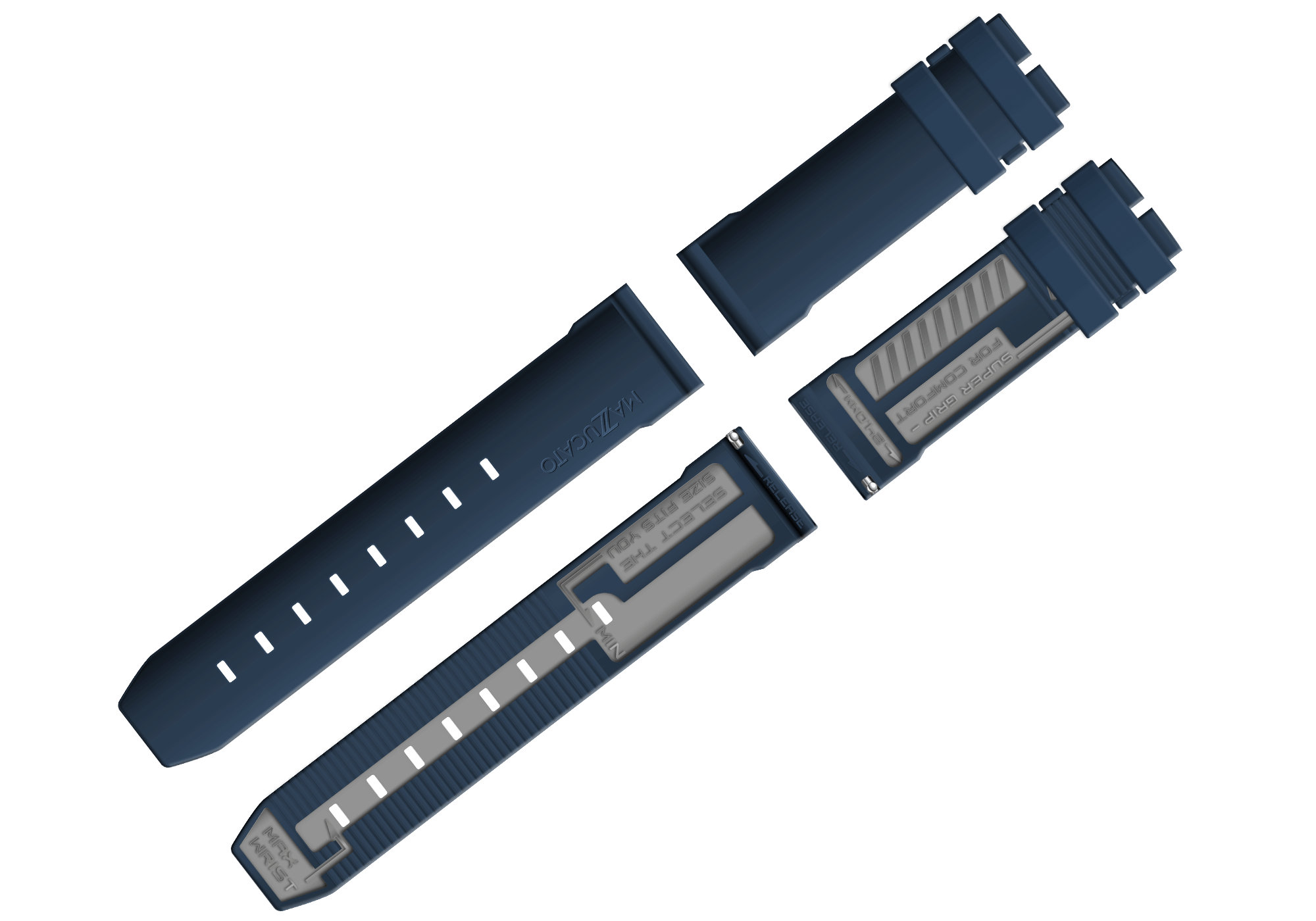 GT5-RG Grey Blue Rubber Watch Strap for GT